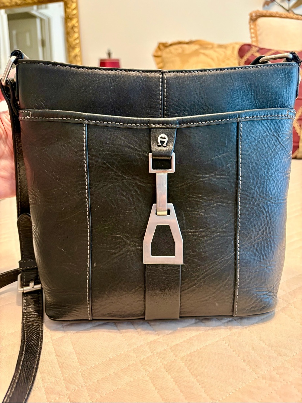 Etienne Aigner Black Leather Crossbody Bag